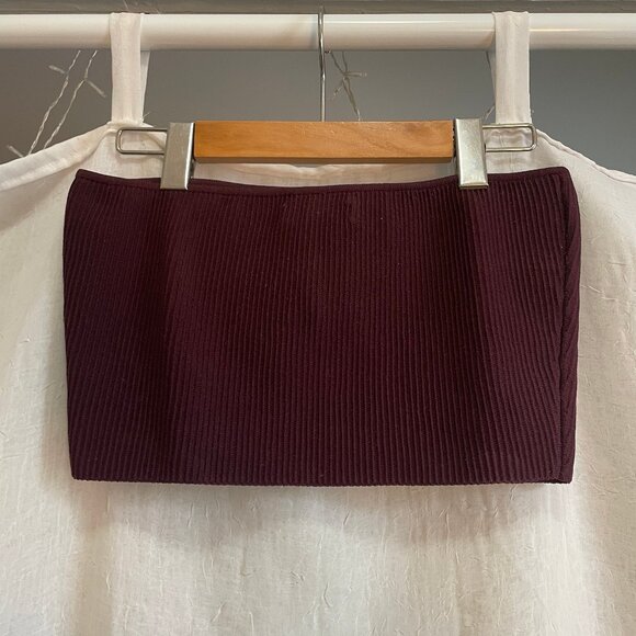 Maroon Ribbed Tube Top - Picture 3 of 5